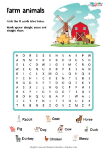 Free downloadable worksheet - farm animals