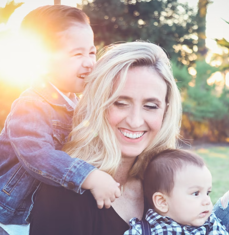 A mother with her two children