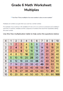 Grade 6 Math Worksheet: Multiples