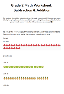 Grade 2 Math Worksheet: Subtraction & Addition